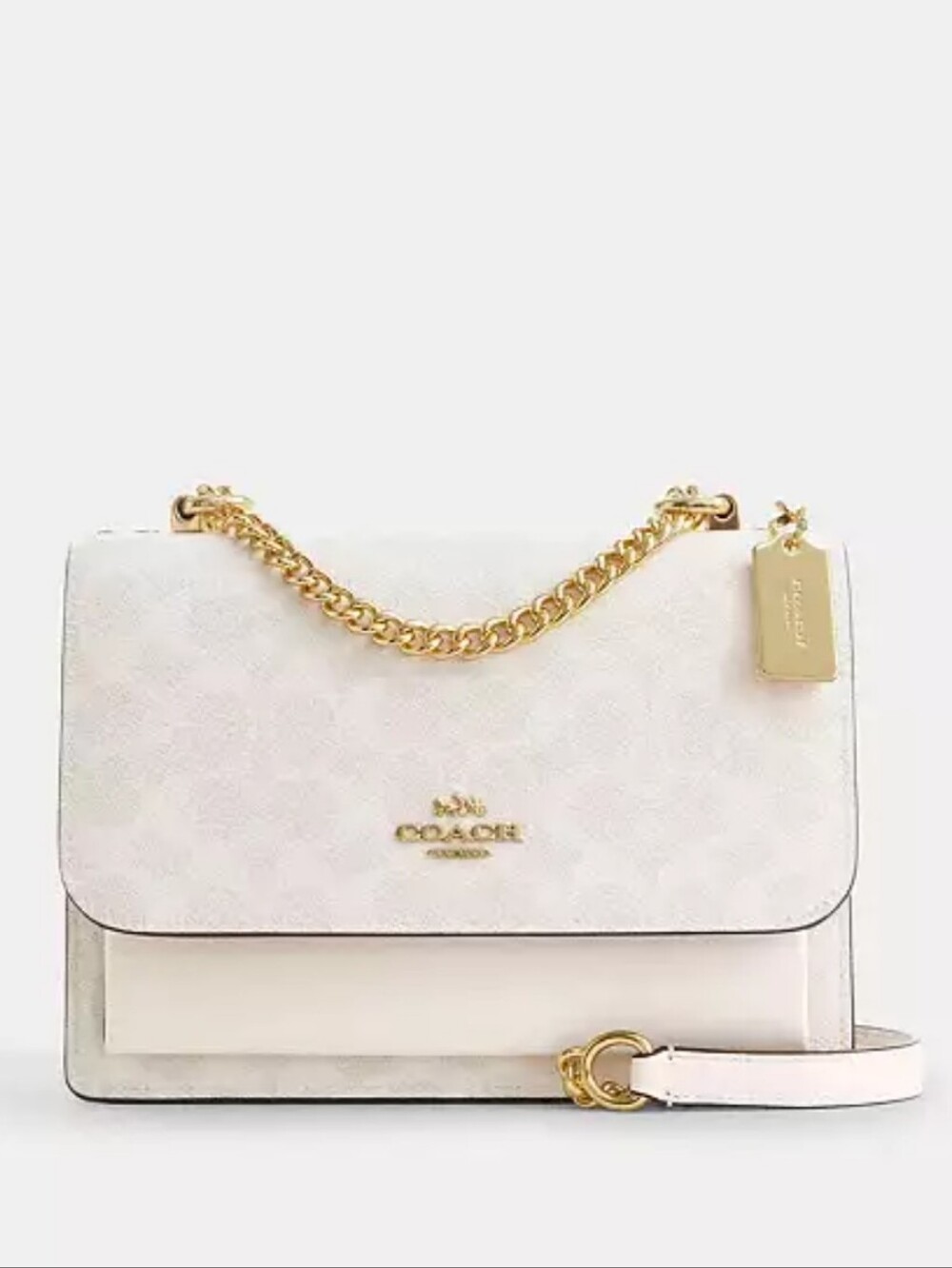 Coach Khlare Signature 2Way Convertible Bag, White & Chalk, EUC, 2024, $398 MSRP